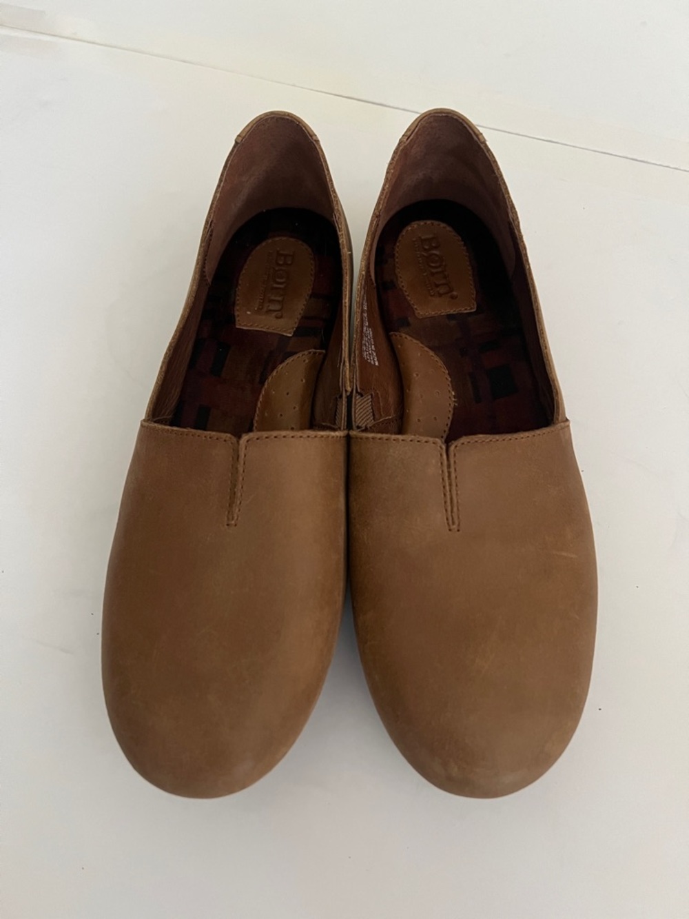 Born Tan Slip-On Leather Flats - Picture 1 of 7